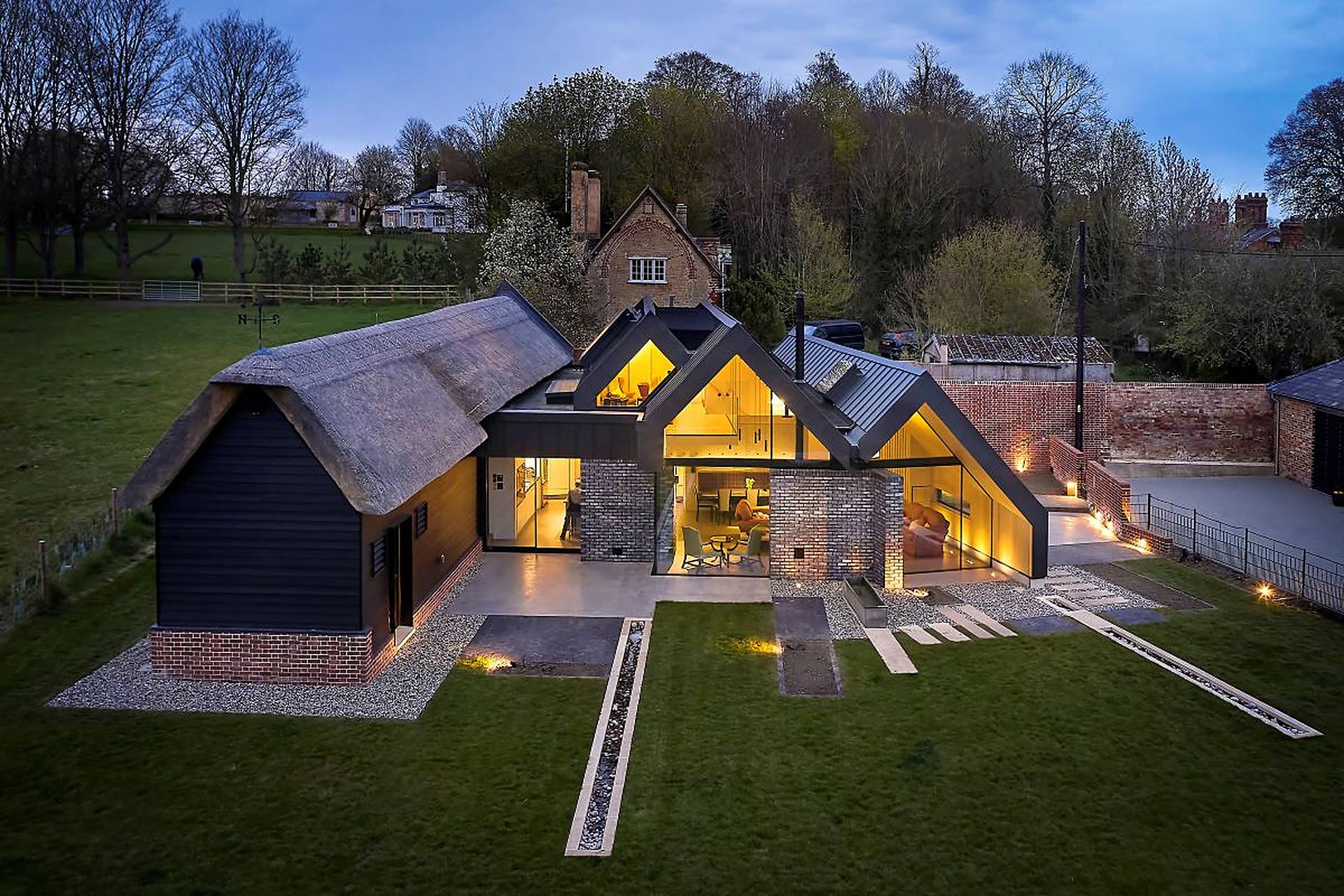 Private house in Bartlow at dusk